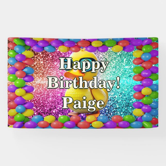 Rubber Duck Personalised character birthday banner (Horizontal)