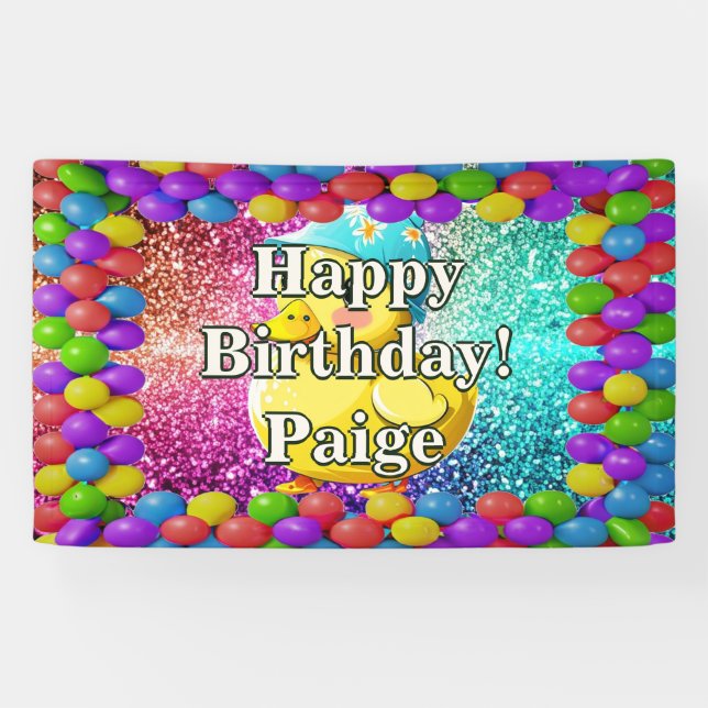 Rubber Duck Personalised character birthday banner (Horizontal)