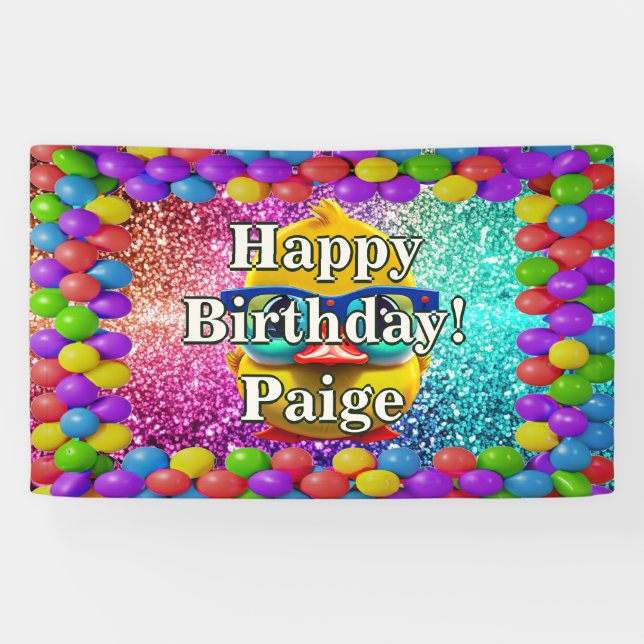 Rubber Duck Personalised character birthday banner (Horizontal)