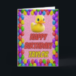 Rubber Duck Personalised Fun Greeting Birthday Card<br><div class="desc">🎈🦆 "Quack-Tastic Birthday Splash!" 🎂🌟 Make a big splash on someone's special day with our rubber duck cartoon birthday card! 🎉🐤 🌈 This cheerful card is like a burst of sunshine on a rainy day, radiating happiness with its adorable rubber duck design. 🎂 Inside, you'll find a blank canvas to...</div>