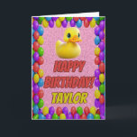 Rubber Duck Personalised Fun Greeting Birthday Card<br><div class="desc">🎈🦆 "Quack-Tastic Birthday Splash!" 🎂🌟 Make a big splash on someone's special day with our rubber duck cartoon birthday card! 🎉🐤 🌈 This cheerful card is like a burst of sunshine on a rainy day, radiating happiness with its adorable rubber duck design. 🎂 Inside, you'll find a blank canvas to...</div>