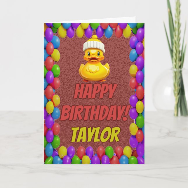 Rubber Duck Personalised Fun Greeting Birthday Card (Front)
