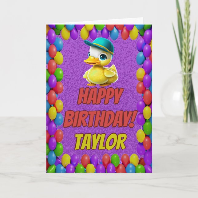 Rubber Duck Personalised Fun Greeting Birthday Card (Front)