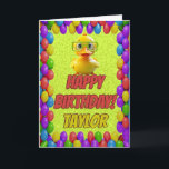 Rubber Duck Personalised Fun Greeting Birthday Card<br><div class="desc">🎈🦆 "Quack-Tastic Birthday Splash!" 🎂🌟 Make a big splash on someone's special day with our rubber duck cartoon birthday card! 🎉🐤 🌈 This cheerful card is like a burst of sunshine on a rainy day, radiating happiness with its adorable rubber duck design. 🎂 Inside, you'll find a blank canvas to...</div>