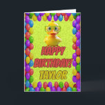 Rubber Duck Personalised Fun Greeting Birthday Card<br><div class="desc">🎈🦆 "Quack-Tastic Birthday Splash!" 🎂🌟 Make a big splash on someone's special day with our rubber duck cartoon birthday card! 🎉🐤 🌈 This cheerful card is like a burst of sunshine on a rainy day, radiating happiness with its adorable rubber duck design. 🎂 Inside, you'll find a blank canvas to...</div>