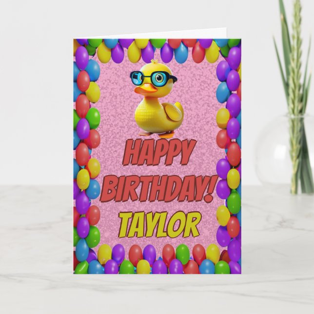 Rubber Duck Personalised Fun Greeting Birthday Card (Front)