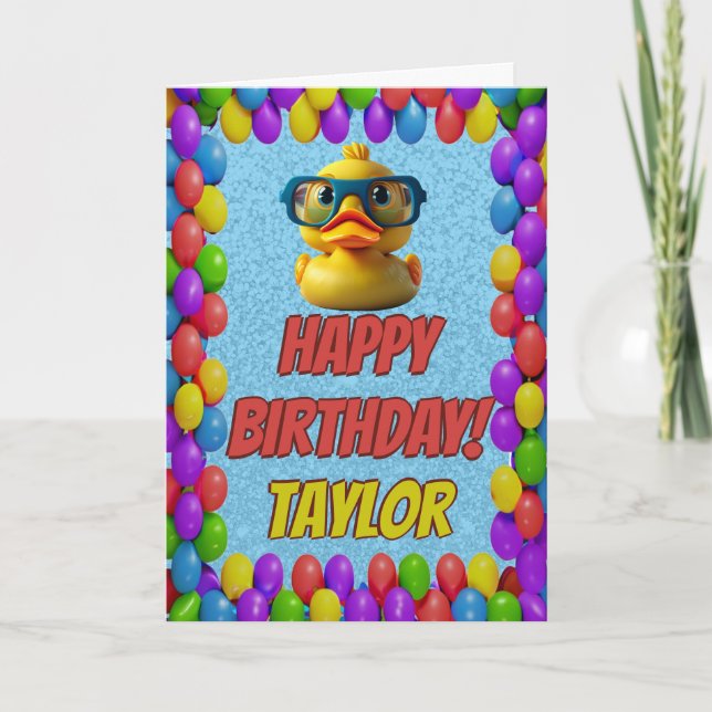 Rubber Duck Personalised Fun Greeting Birthday Card (Front)