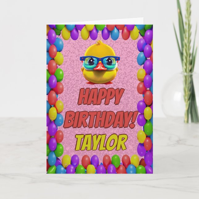 Rubber Duck Personalised Fun Greeting Birthday Card (Front)