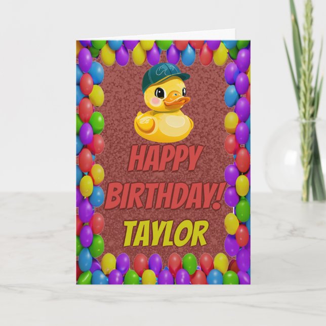 Rubber Duck Personalised Fun Greeting Birthday Card (Front)