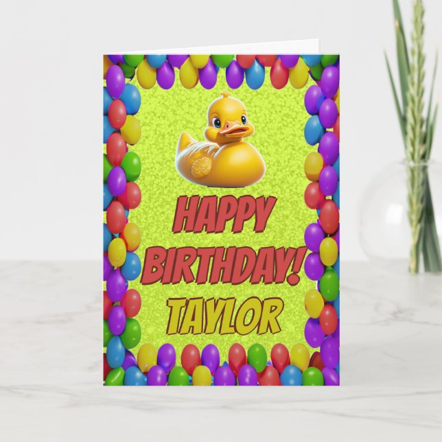 Rubber Duck Personalised Fun Greeting Birthday Card (Front)