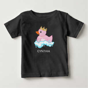 Rubber Duck (Pink) Vivid Print Personalised Baby T-Shirt