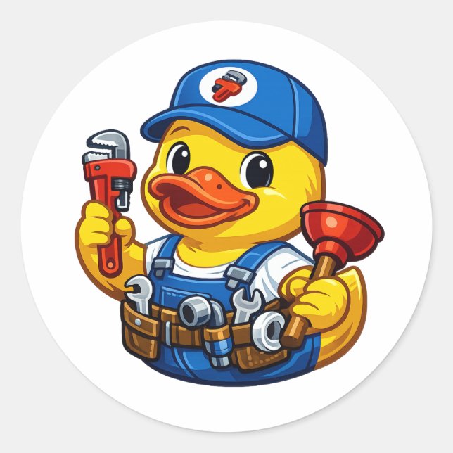 Rubber Duck Plumber Classic Round Sticker (Front)