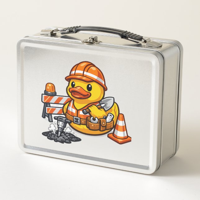 Rubber Duck Road Worker Metal Lunch Box (Front)