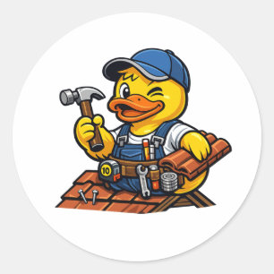 Rubber Duck Roofer Classic Round Sticker