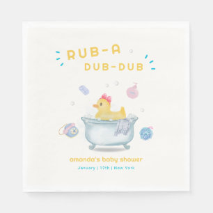 Rubber Duck Rub A Dub Dub Bathtub Baby Shower Napkin