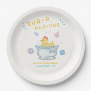 Rubber Duck Rub A Dub Dub Bathtub Baby Shower Paper Plate
