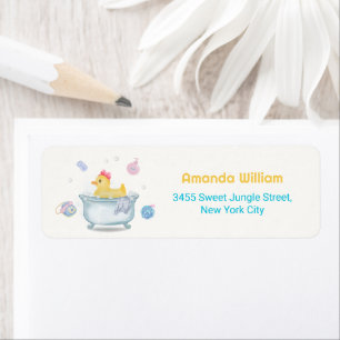 Rubber Duck Rub A Dub Dub Bathtub Baby Shower Return Address Label