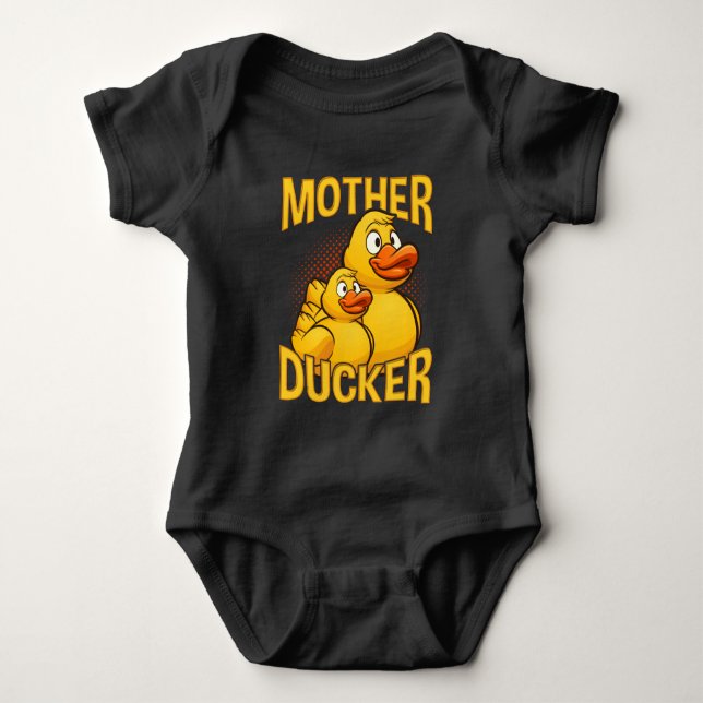Rubber Duck Rude and Sarcasm Pun Baby Bodysuit (Front)