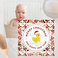 Rubber Duck Santa Christmas Watercolor Photo