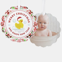 Rubber Duck Santa Christmas Watercolor Photo