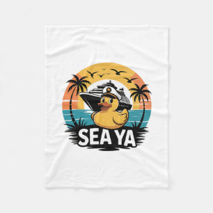 Rubber Duck Sea Ya Cruise Ship Vacation Family Mat Fleece Blanket