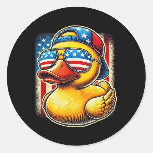 Rubber Duck Shirt Usa Flag Gift Funny Duckie Cool  Classic Round Sticker