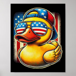 Rubber Duck Shirt Usa Flag Gift Funny Duckie Cool  Poster