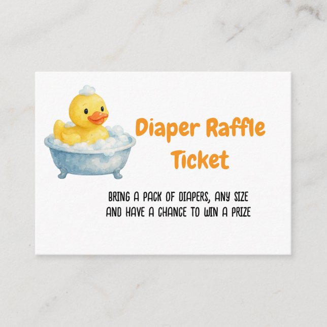 Rubber Duck Splish Splash diaper raffle ticket Enclosure Card (Front)