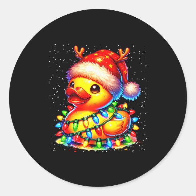 Rubber Duck Squad Christmas Light Reindeer Crew Xm Classic Round Sticker (Front)