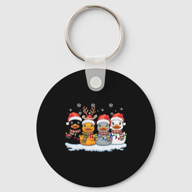 Rubber Duck Squad Christmas Light Reindeer Crew Xm Key Ring (Front)