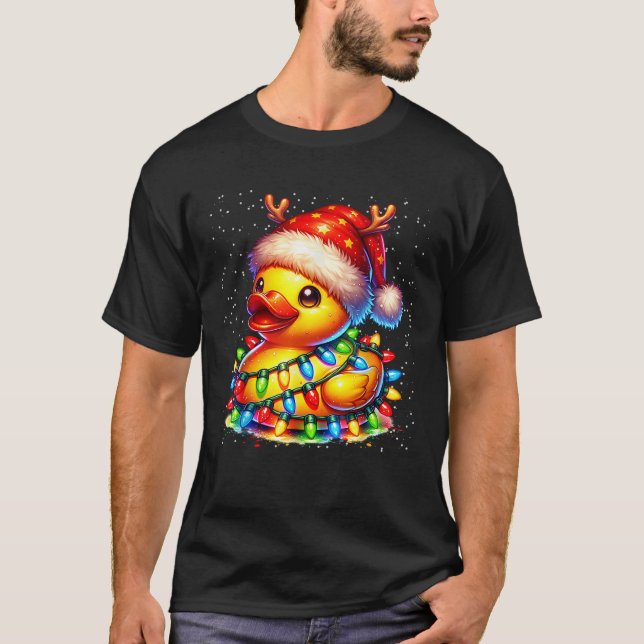 Rubber Duck Squad Christmas Light Reindeer Crew Xm T-Shirt (Front)