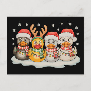 Rubber Duck Squad Santa Reindeer Christmas Lights Holiday Postcard