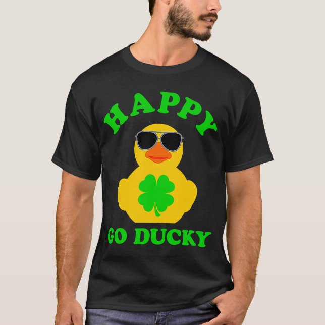Rubber Duck Sunglasses Happy Go Ducky Pun St Patri T-Shirt (Front)