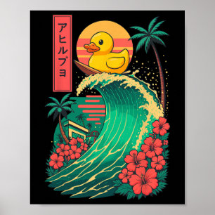 Rubber Duck Surfing Japanese Poster