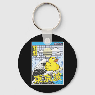 Rubber Duck Surfing Kanagawa Wave Kawaii Vaporwave Key Ring