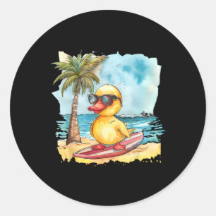 Rubber Duck Surfing Summer Surfer Beach Rubber Duc Classic Round Sticker