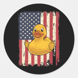 Rubber Duck Usa Flag Independence Day Bath Duck 6 Classic Round Sticker