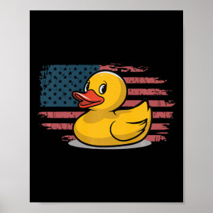 Rubber Duck Usa Flag Independence Day Bath Duck Pr Poster