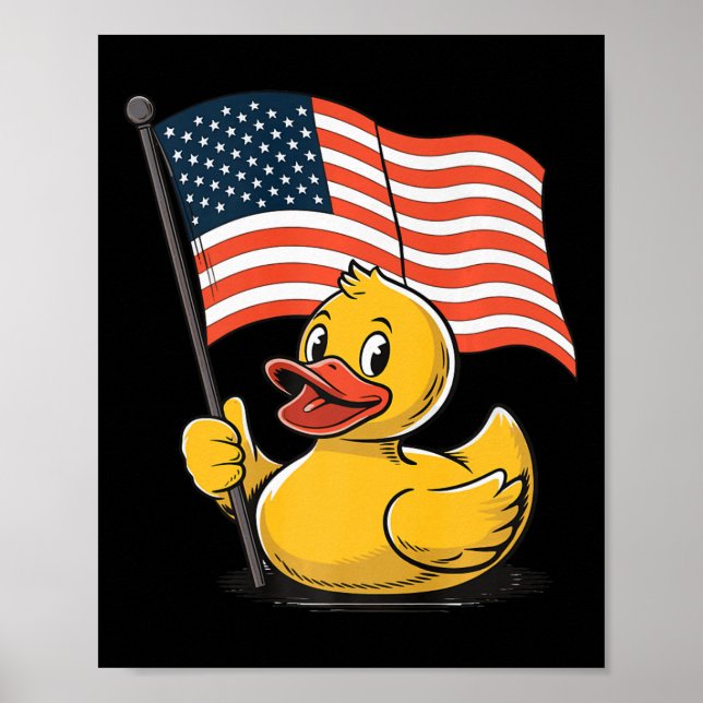 Rubber Duck Usa Flag Independence Day Bath Duck Pr Poster (Front)