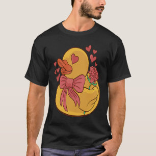 Rubber Duck Valentines Day Hearts and Flowers Rubb T-Shirt