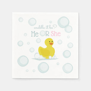 Rubber Duck Waddle It Be Gender Reveal Napkin