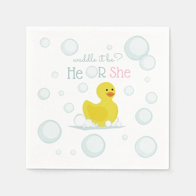 Rubber Duck Waddle It Be Gender Reveal Napkin (Front)