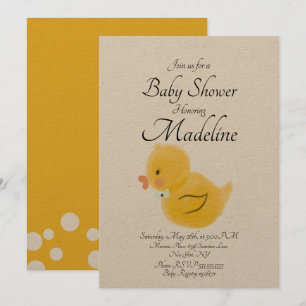 Rubber Duck Watercolored Baby Shower Rustic Invitation
