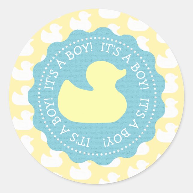 Rubber Duckie Baby Shower Classic Round Sticker (Front)