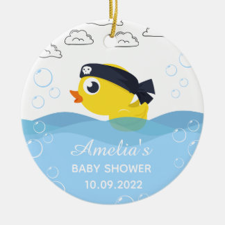 Rubber Duckie Boy's Baby Shower Ceramic Ornament