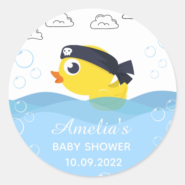 Rubber Duckie Boy's Baby Shower  Classic Round Sticker (Front)