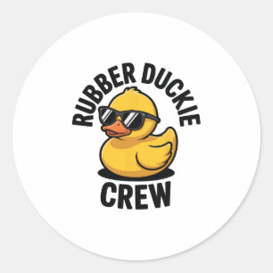 Rubber Duckie Crew Boat Pontoon Funny Rubber Duck  Classic Round Sticker