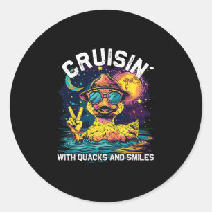 Rubber Duckie Crew Enjoying Cruise Ship Vacation V Classic Round Sticker