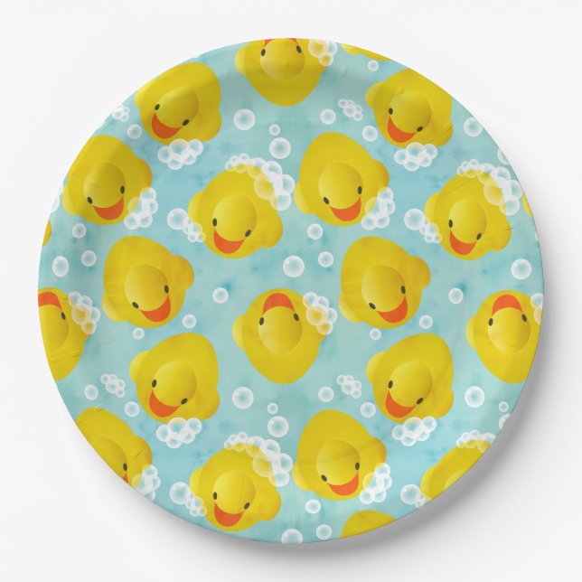 Rubber Ducks Bath Pattern Paper Plate (Front)