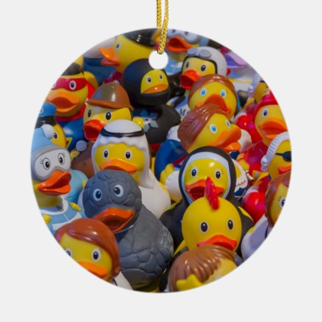 Rubber Ducks Ceramic Ornament (Front)